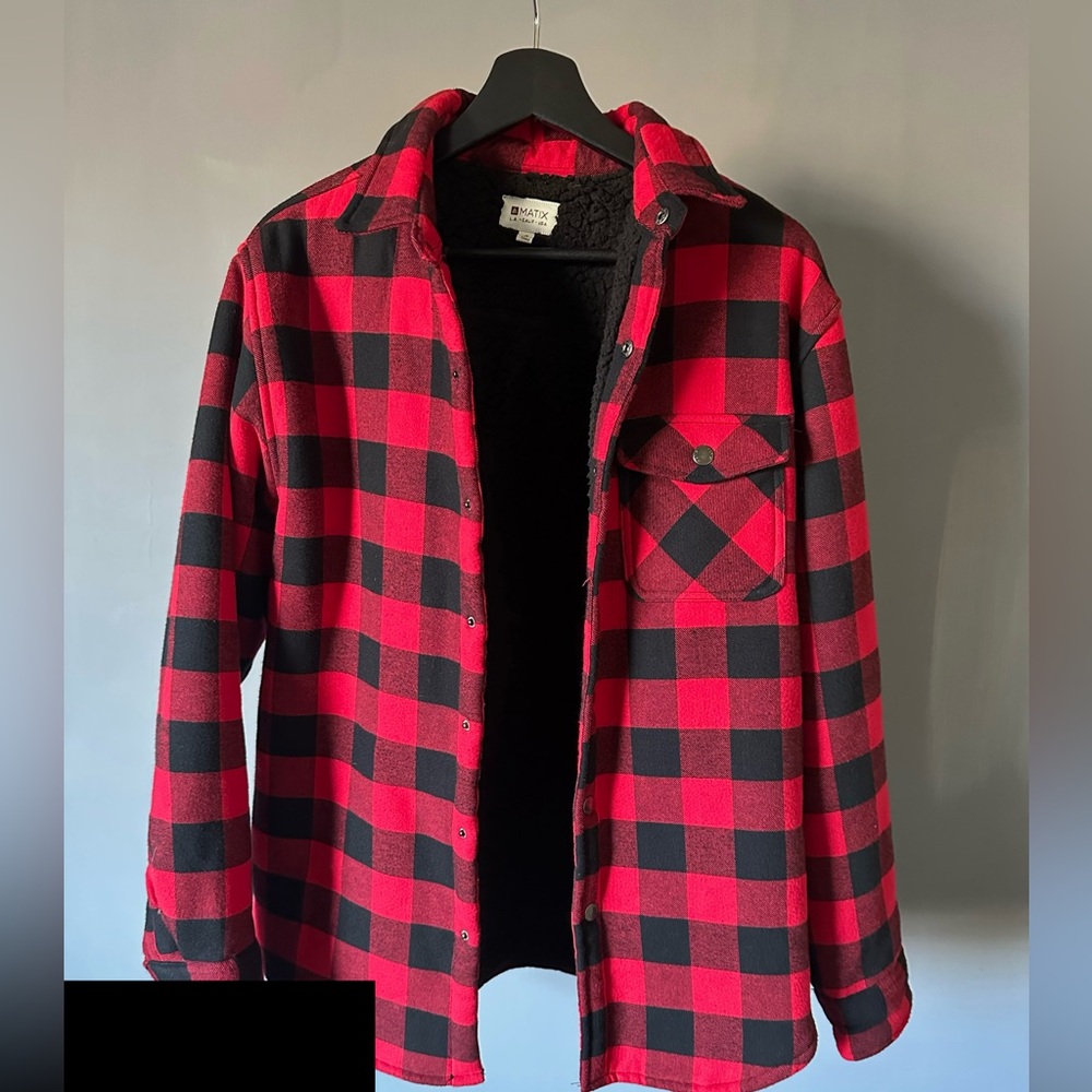 Black and Red buffalo plaid jacket. Size S